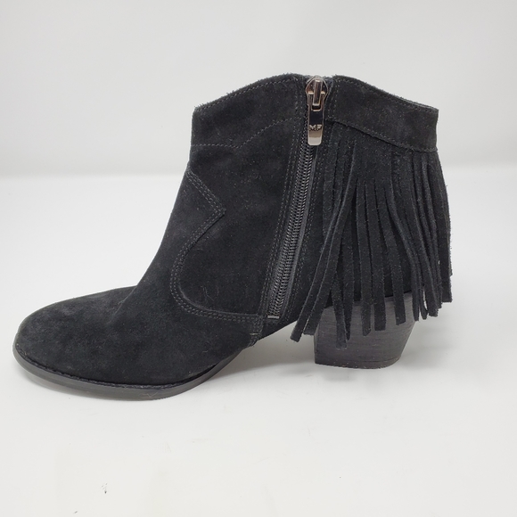 Marc Fisher Shoes - Marc Fisher Sade Black Suede Fringe Ankle Boots